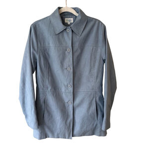 Togo Light Blue Button Front Jacket Size S Minimalist Faux Suede Lightweight